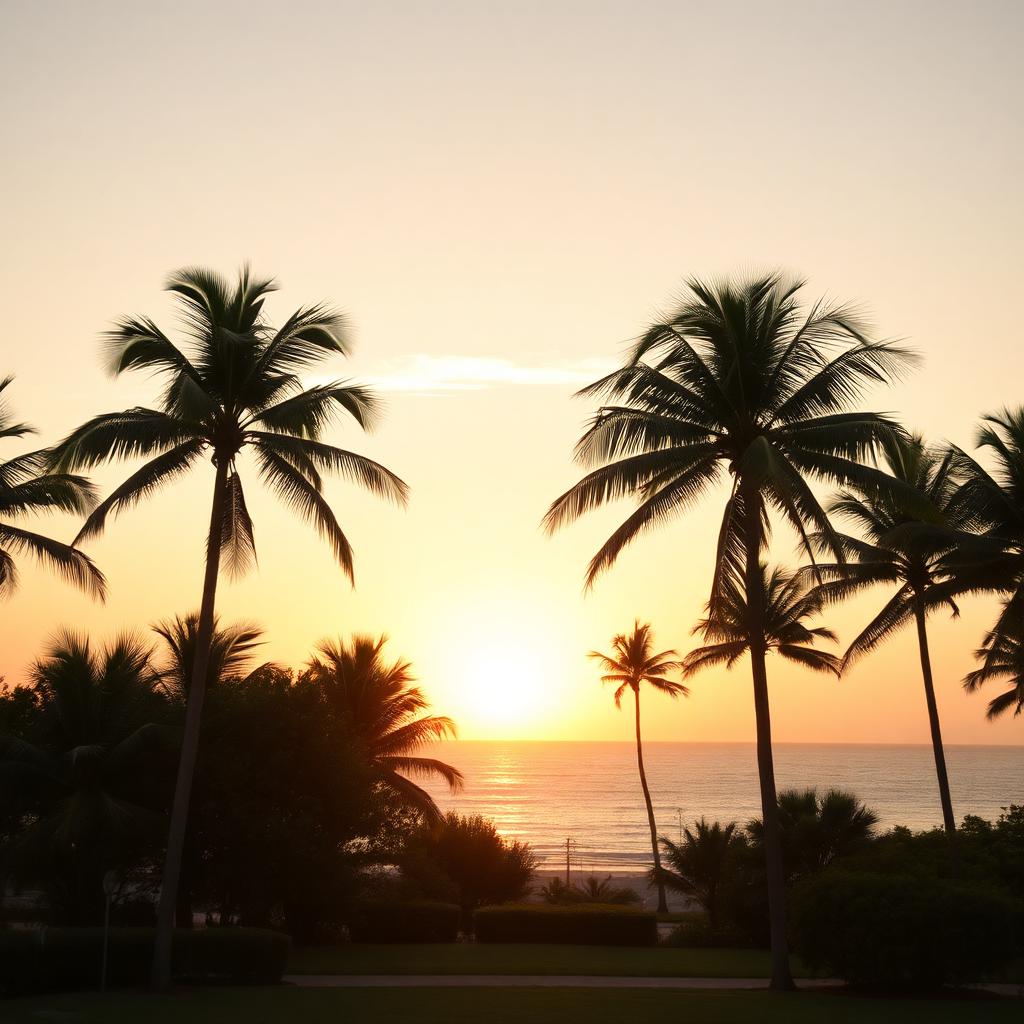 Peaceful Southwest Florida palm scenery at sunrise